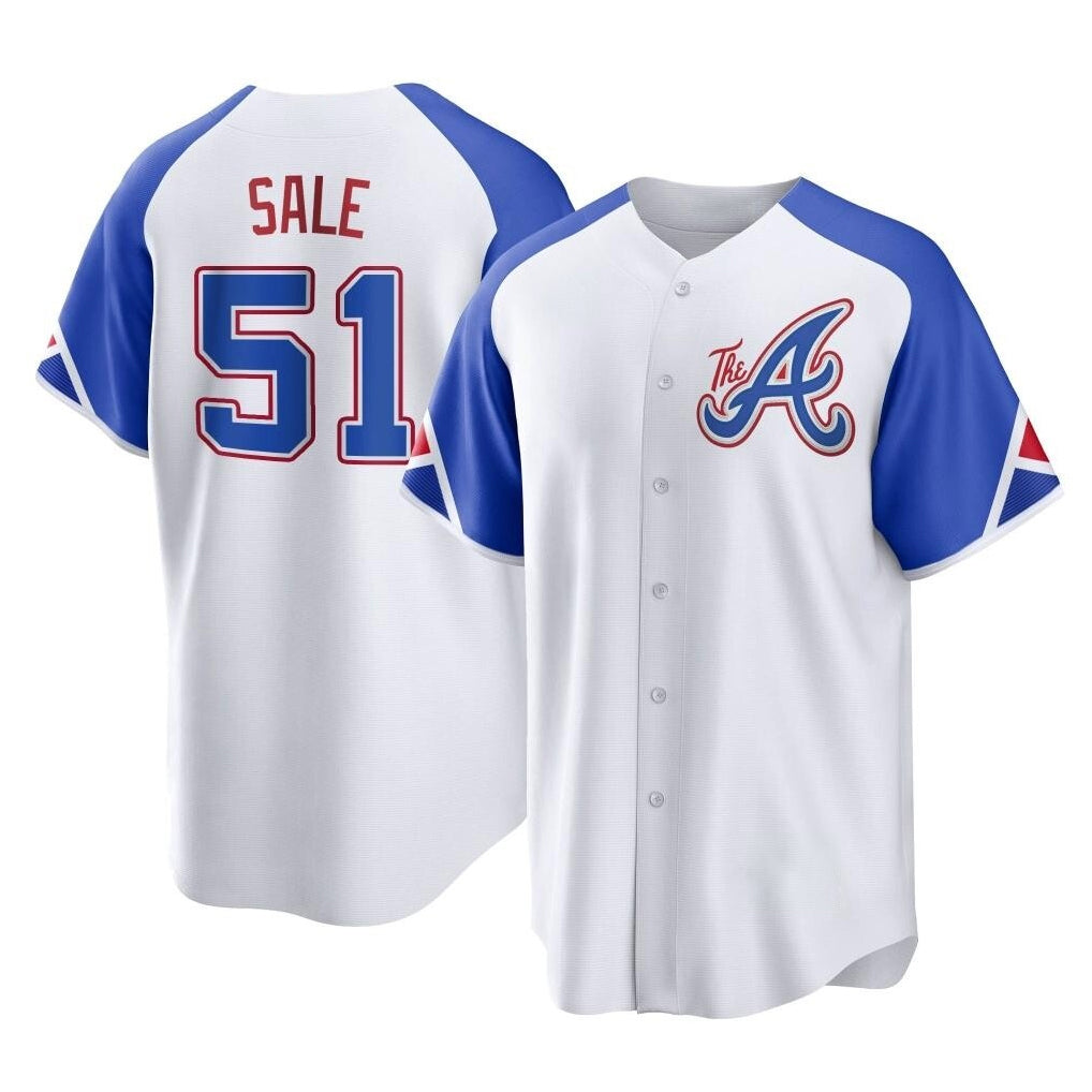 Atlanta Braves #51 Chris Sale Player White CLOTHIN City Connect Home Game Stitched Jerseys