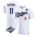 Los Angeles Dodgers #11 Roki Sasaki Player Gold White CLOTHIN World Series 2026 Collection Stadium Limited Elite Stitched Jerseys