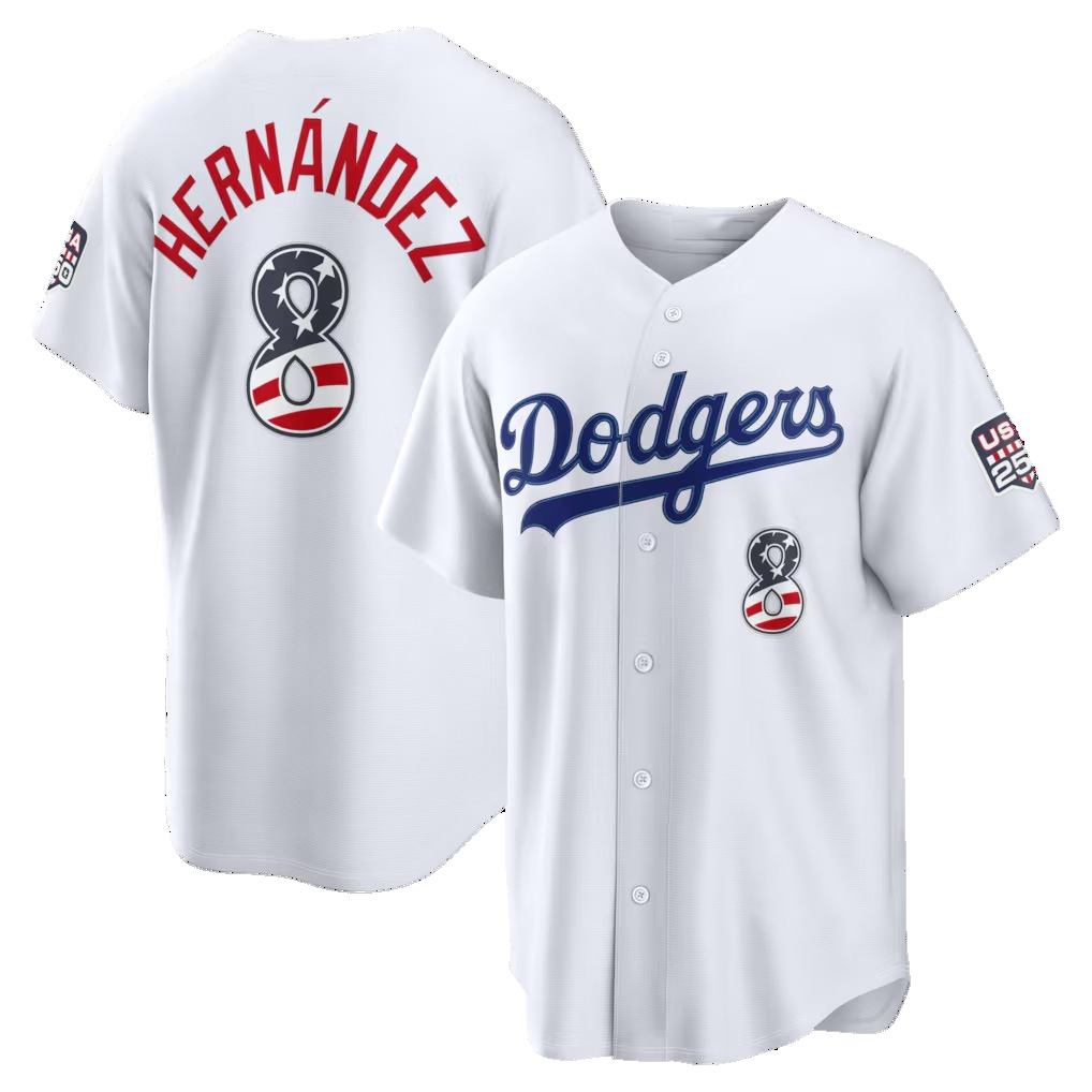 Los Angeles Dodgers #8 Enrique Hernandez Fourth of July White CLOTHIN USA 250 Stadium Jersey