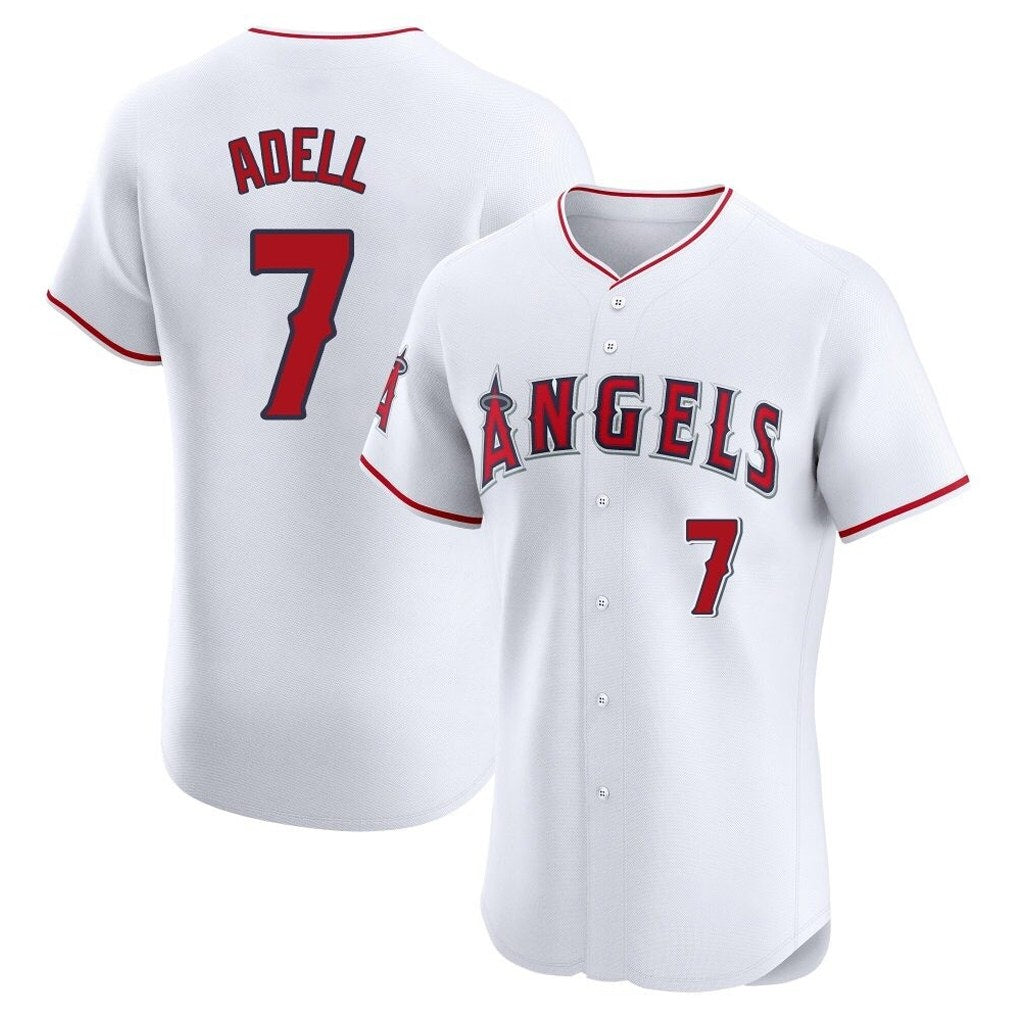 Los Angeles Angels #7 Jo Adell Player White CLOTHIN Limited Elite Stitched Home Jerseys