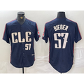 Cleveland Guardians #57 Shane Bieber Number Navy CLOTHIN 2024 City Connect Limited Stitched Jersey 2