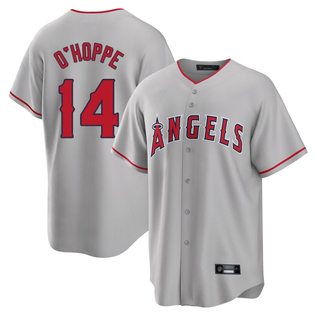 Los Angeles Angels #14 Logan O'Hoppe Player Gray CLOTHIN Home Game Stitched Jerseys