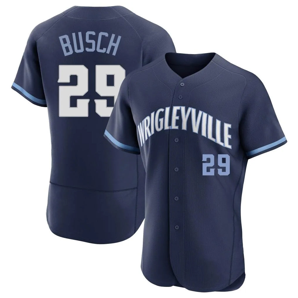 Chicago Cubs #29 Michael Busch Player Navy CLOTHIN City Connect Limited Elite Home Stitched Jerseys
