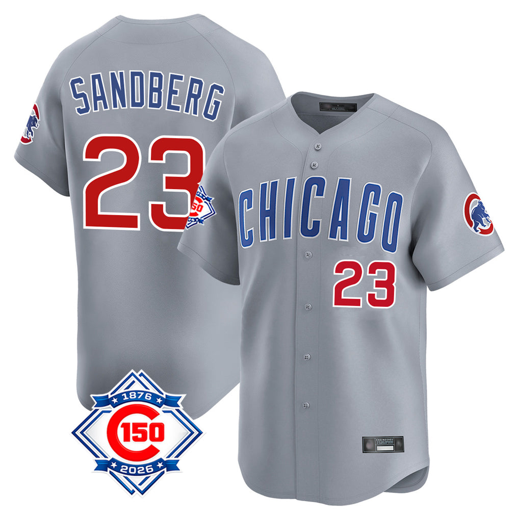 Chicago Cubs #23 Ryne Sandberg Player Gray CLOTHIN Road 150th Anniversary Limited Home Stitched Jerseys