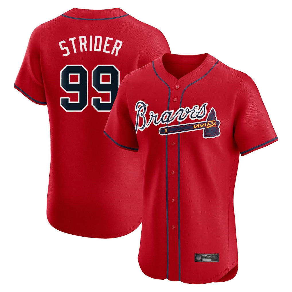 Atlanta Braves #99 Spencer Strider Player Red CLOTHIN Limited Elite Home Game Stitched Jerseys