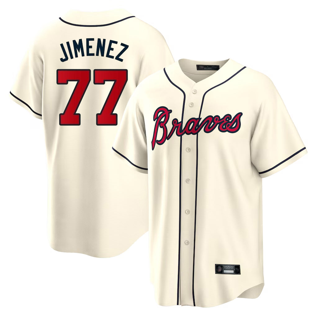 Atlanta Braves #77 Joe Jimenez Player Cream CLOTHIN Home Game Stitched Jerseys
