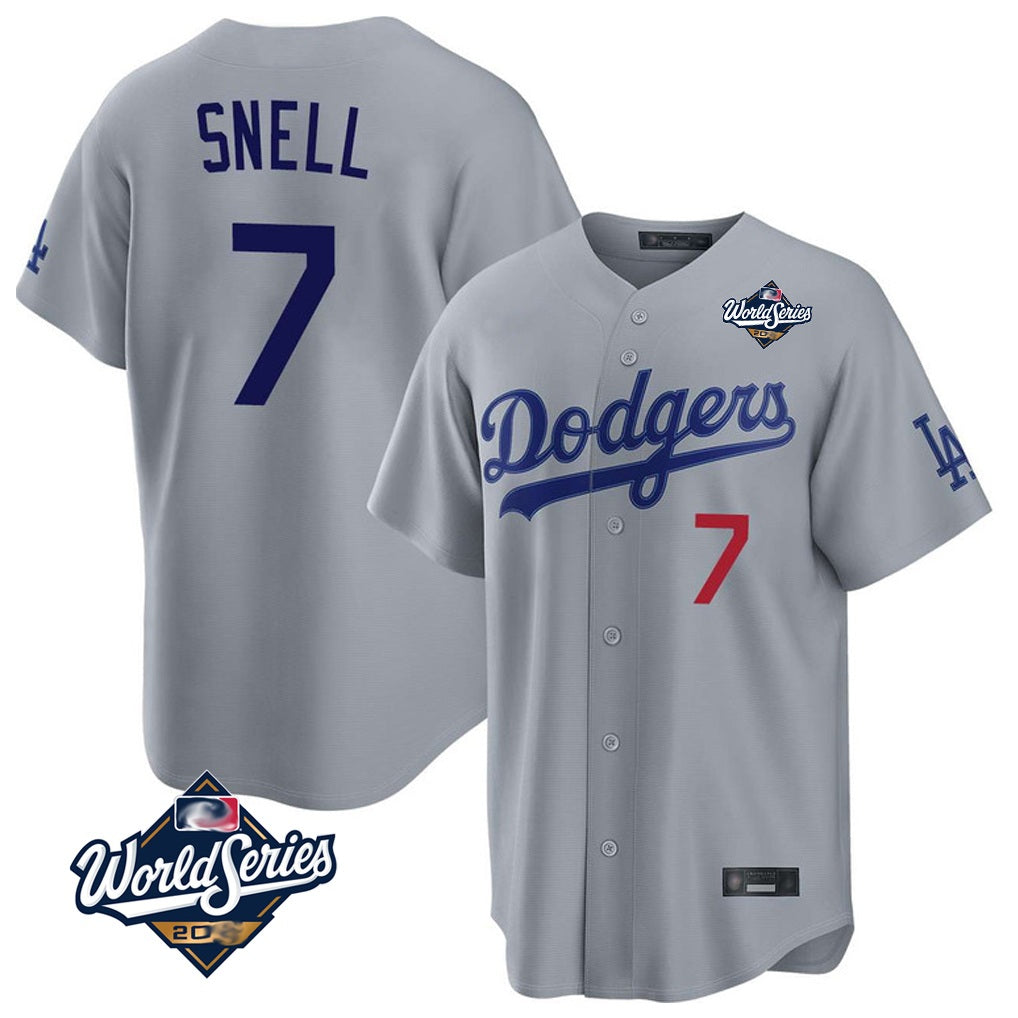 Los Angeles Dodgers #7 Blake Snell Player Gray CLOTHIN Game World Series Home Stitched Jerseys