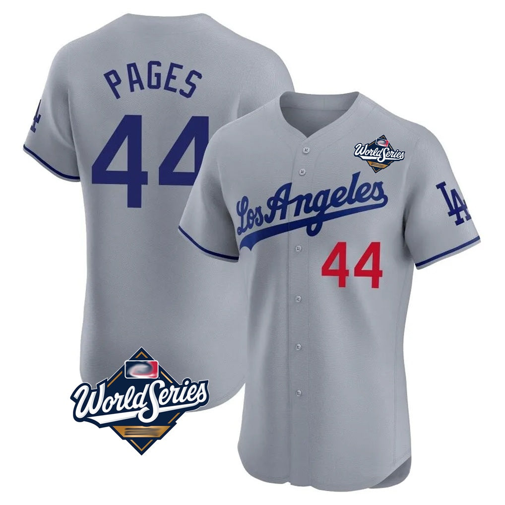 Los Angeles Dodgers #44 Andy Pages Player Gray CLOTHIN World Series Limited Elite Home Stitched Jerseys