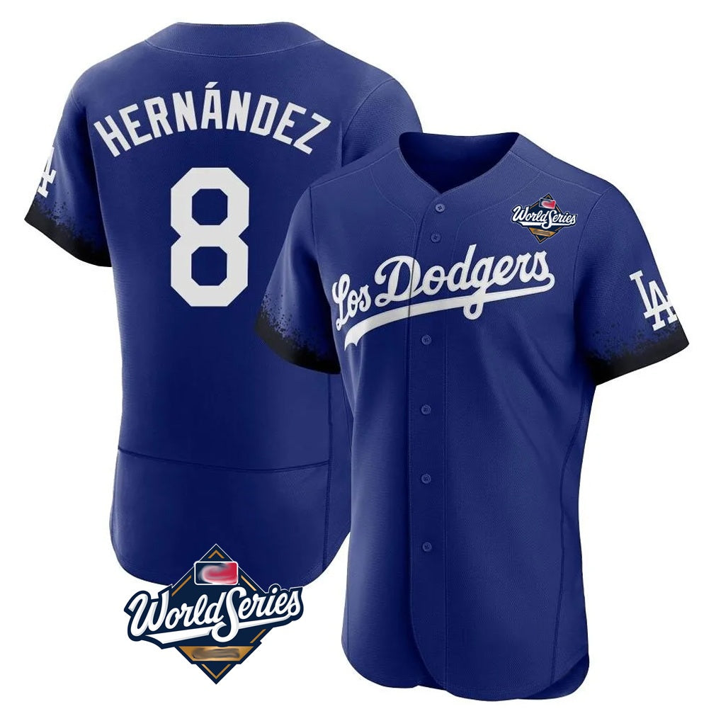 Los Angeles Dodgers #8 Enrique Hern¨¢ndez Player Royal CLOTHIN World Series City Connect Elite Home Stitched Jerseys