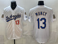 Los Angeles Dodgers #13 Max Muncy White CLOTHIN 2026 Gold Collection 9x & B2B Champs Patch Stitched Jersey