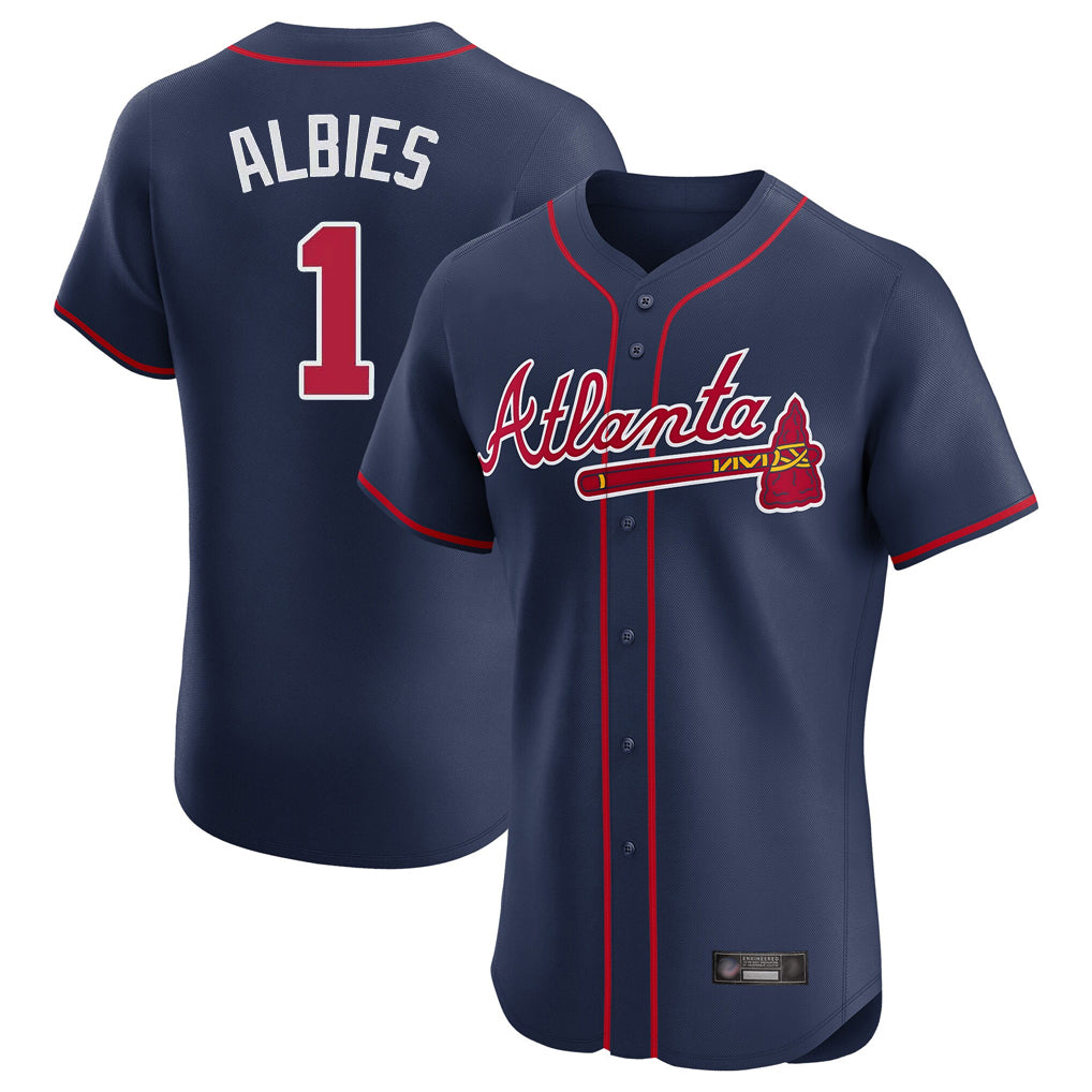 Atlanta Braves #1 Ozzie Albies Player Navy CLOTHIN Limited Elite Home Game Stitched Jerseys
