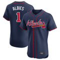 Atlanta Braves #1 Ozzie Albies Player Navy CLOTHIN Limited Elite Home Game Stitched Jerseys