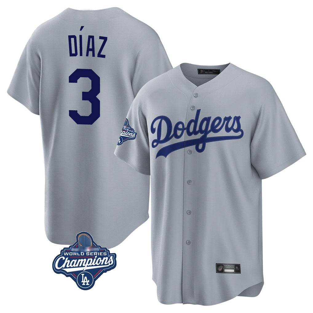 Los Angeles Dodgers #3 Edwin D¨ªaz Player Gray CLOTHIN World Series Meet Game Stitched Jerseys