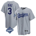 Los Angeles Dodgers #3 Edwin D¨ªaz Player Gray CLOTHIN World Series Meet Game Stitched Jerseys