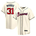 Atlanta Braves #31 Greg Maddux Player Cream CLOTHIN Home Game Stitched Jerseys