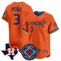 Houston Astros #3 Jeremy Pena Player Orange CLOTHIN City Connect Texas Patch Vapor Premier Limited Home Stitched Jerseys