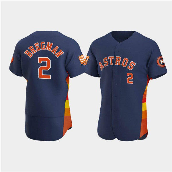 Houston Astros #2 Jose Altuve Navy CLOTHIN 60th Anniversary Flex Base Stitched Jersey