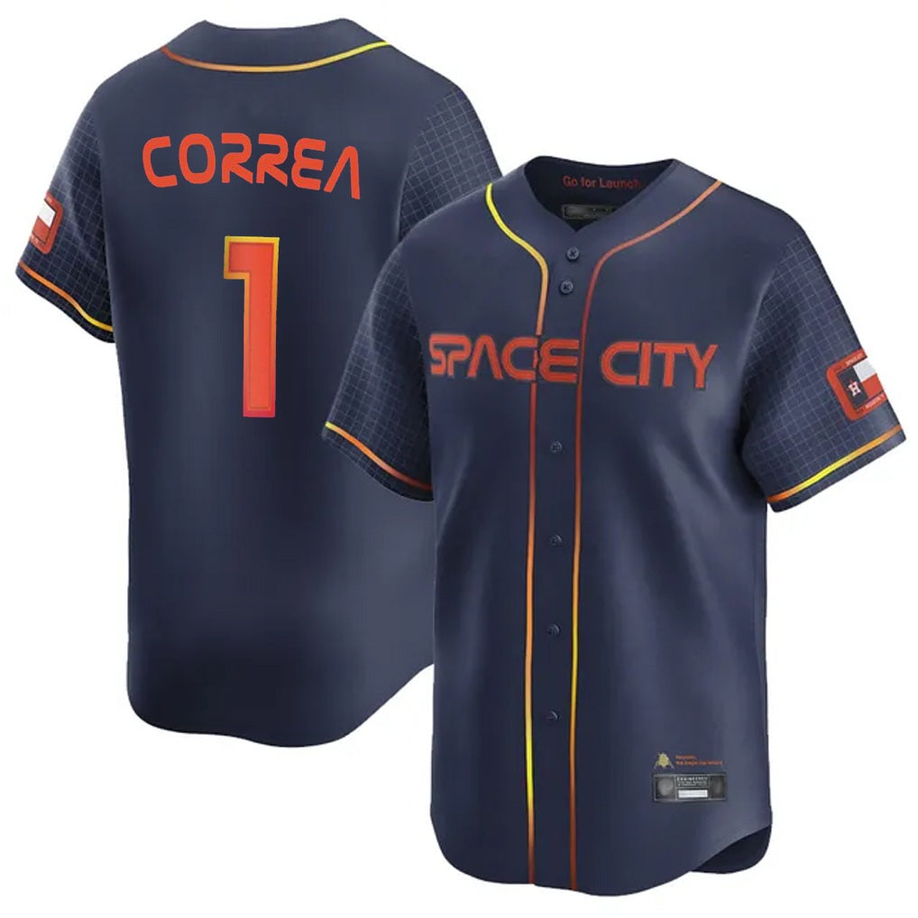 Houston Astros #1 Carlos Correa Player Navy CLOTHIN City Connect Home Limited Stitched Jerseys