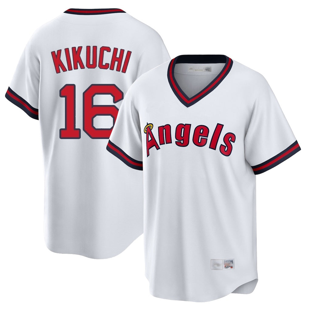 Los Angeles Angels #16 Yusei Kikuchi Player White CLOTHIN T-shirt Home Game Stitched Jerseys