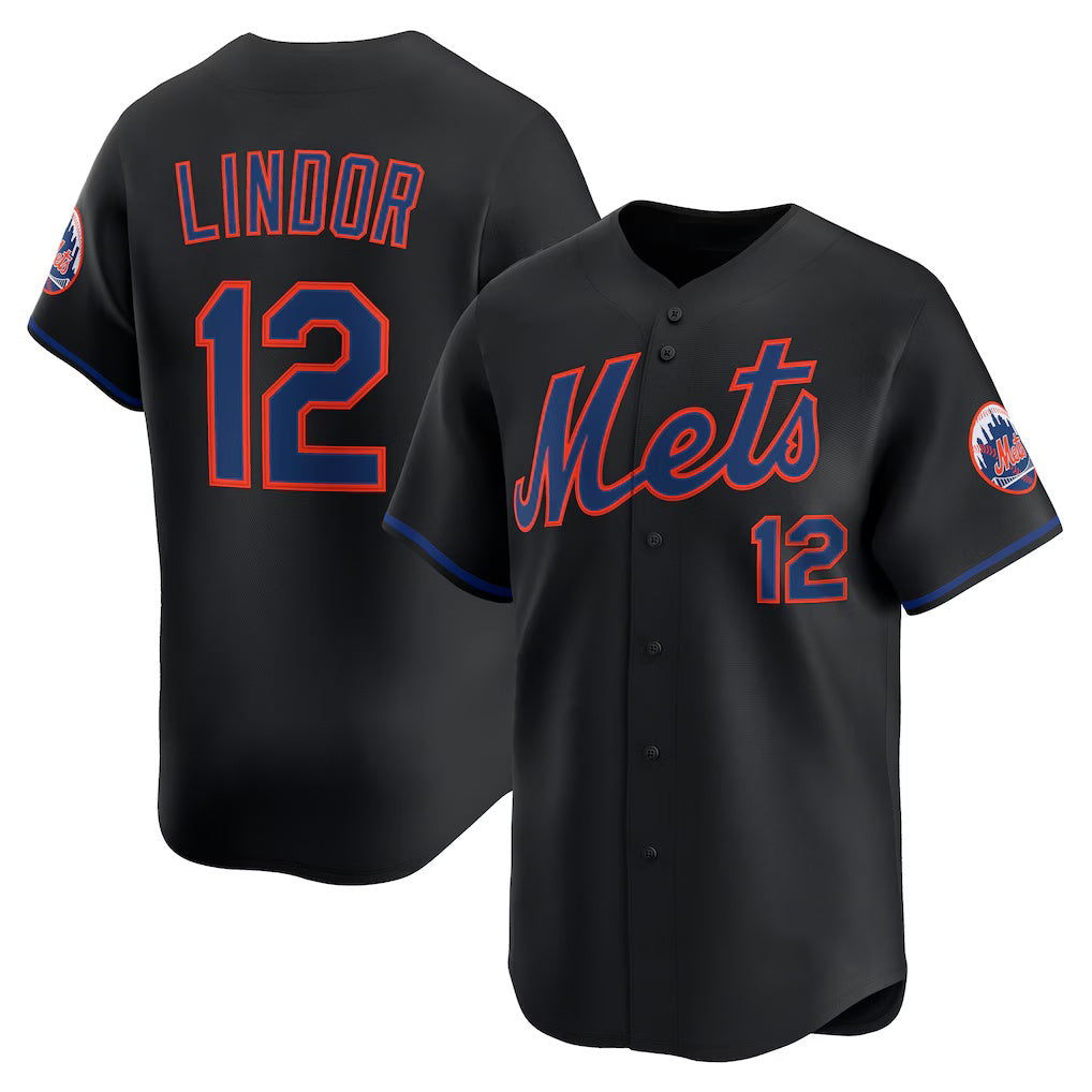 New York Mets #12 Francisco Lindor Black CLOTHIN Alternate Limited Jersey