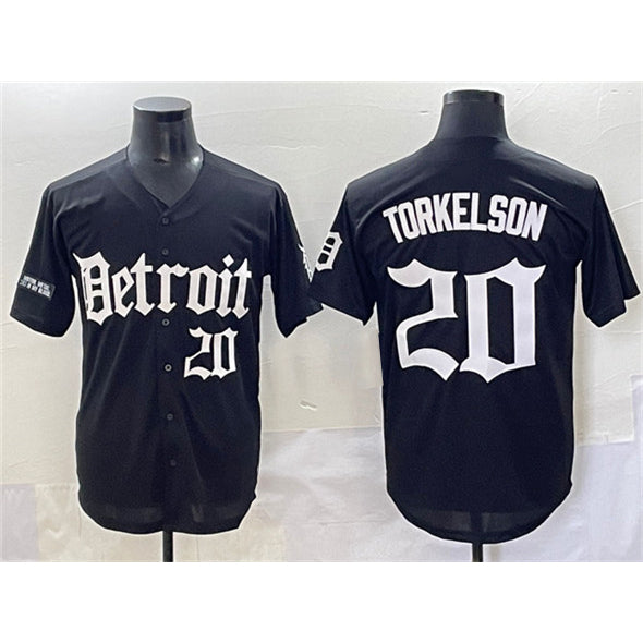 Detroit Tigers #20 Spencer Torkelson Black CLOTHIN 'Motor Gothic Edition' Vapor Premier Limited Stitched Jersey