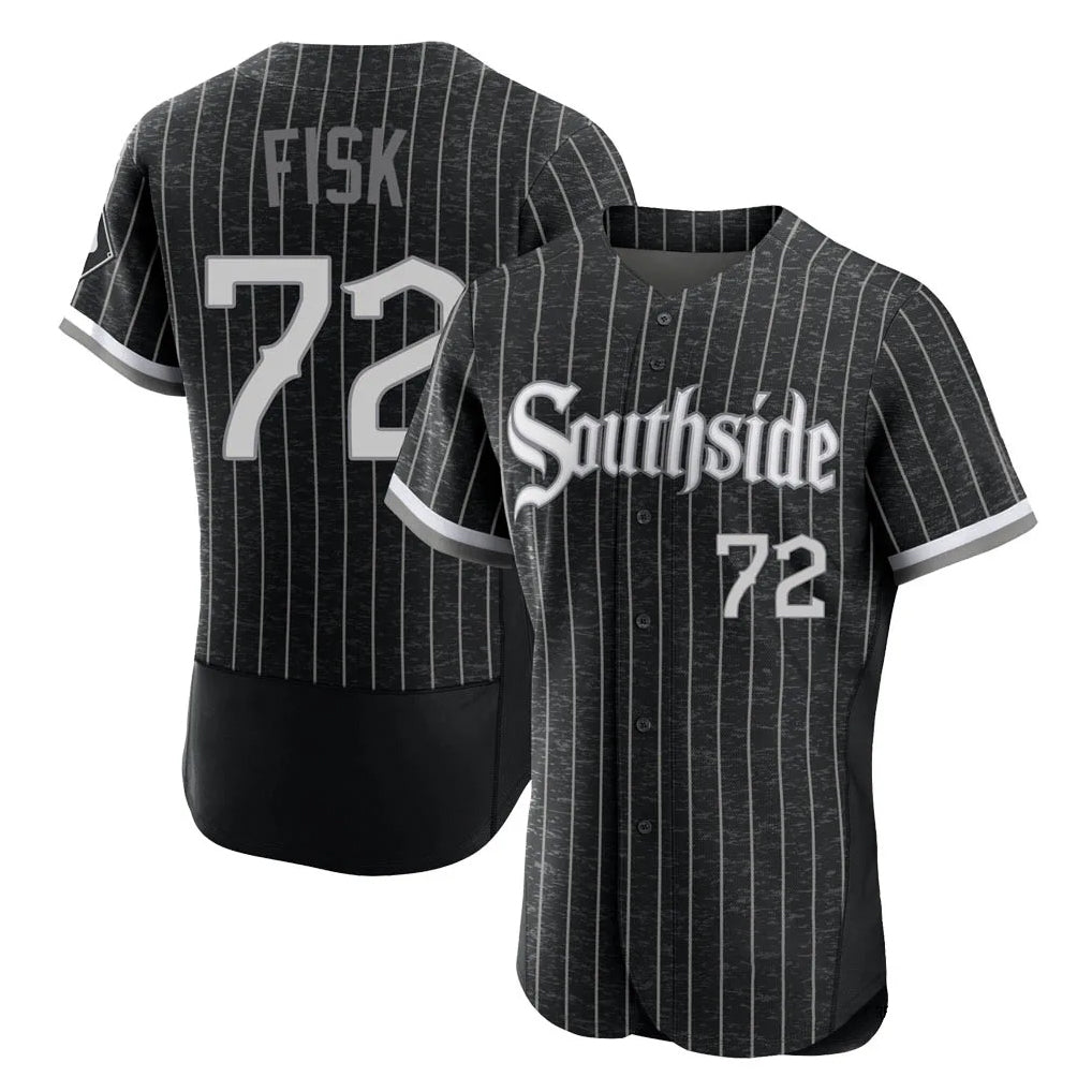 Chicago White Sox #72 Carlton Fisk Player Black CLOTHIN City Connect Limited Elite Home Stitched Jerseys
