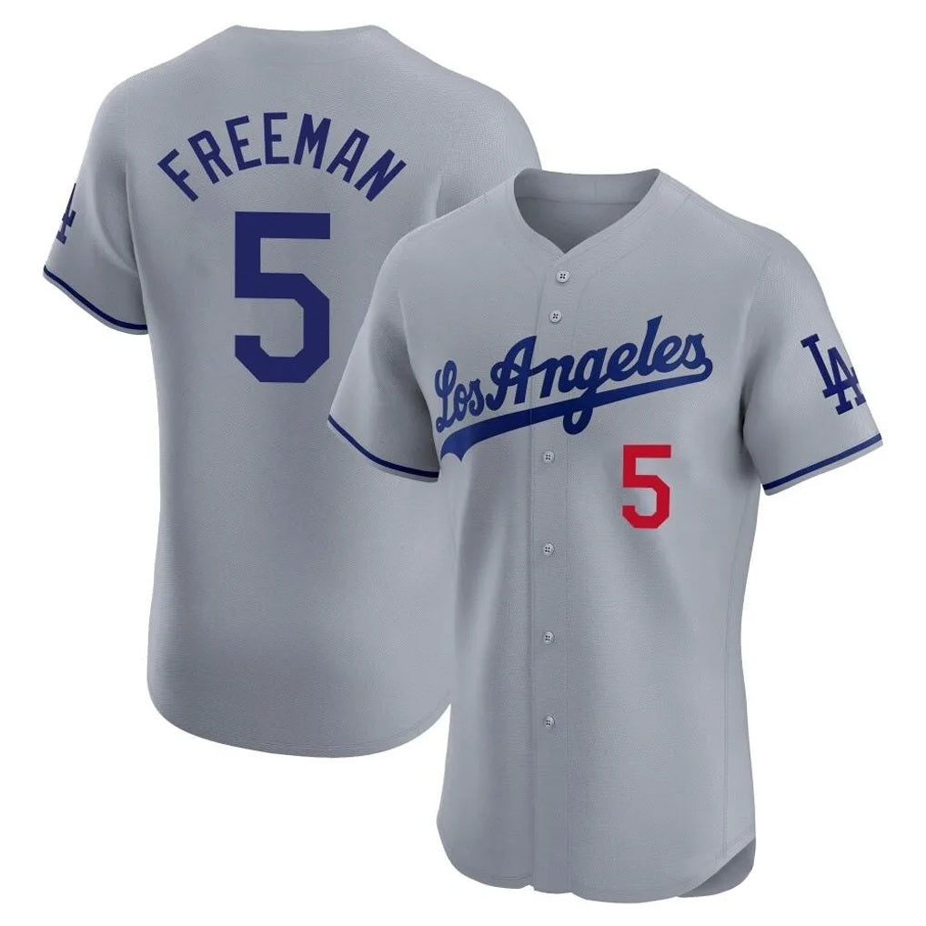 Los Angeles Dodgers #5 Freddie Freeman Player Gray CLOTHIN Limited Elite Home Stitched Jerseys