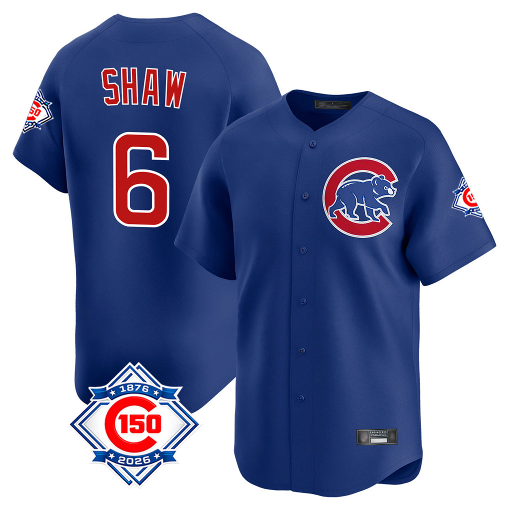 Chicago Cubs #6 Matt Shaw Player Royal CLOTHIN 150th Anniversary Limited Home Stitched Jerseys