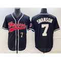 Atlanta Braves #7 Dansby Swanson Number Black CLOTHIN Cool Base Stitched Jersey