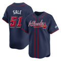 Atlanta Braves #51 Chris Sale Player Navy CLOTHIN 2025 Speedway Classic Home Game Stitched Jerseys