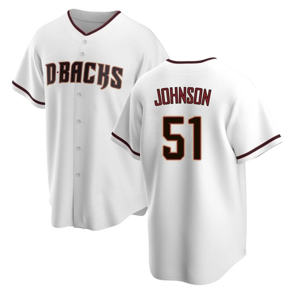 Arizona Diamondbacks #51 Randy Johnson Player White CLOTHIN Home Game Stitched Jerseys