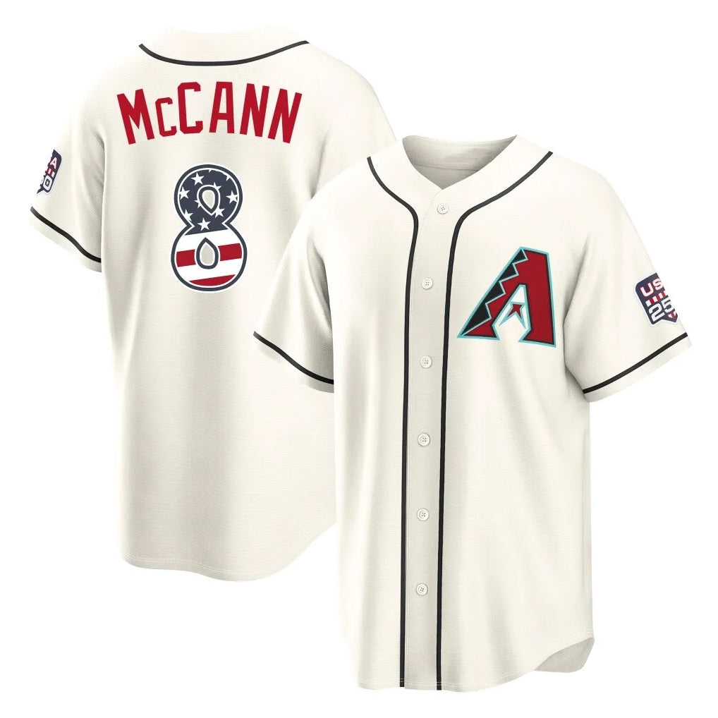 Arizona Diamondbacks #8 James McCann Player Cream CLOTHIN USA 250 Fourth of July Home Game Stitched Jerseys