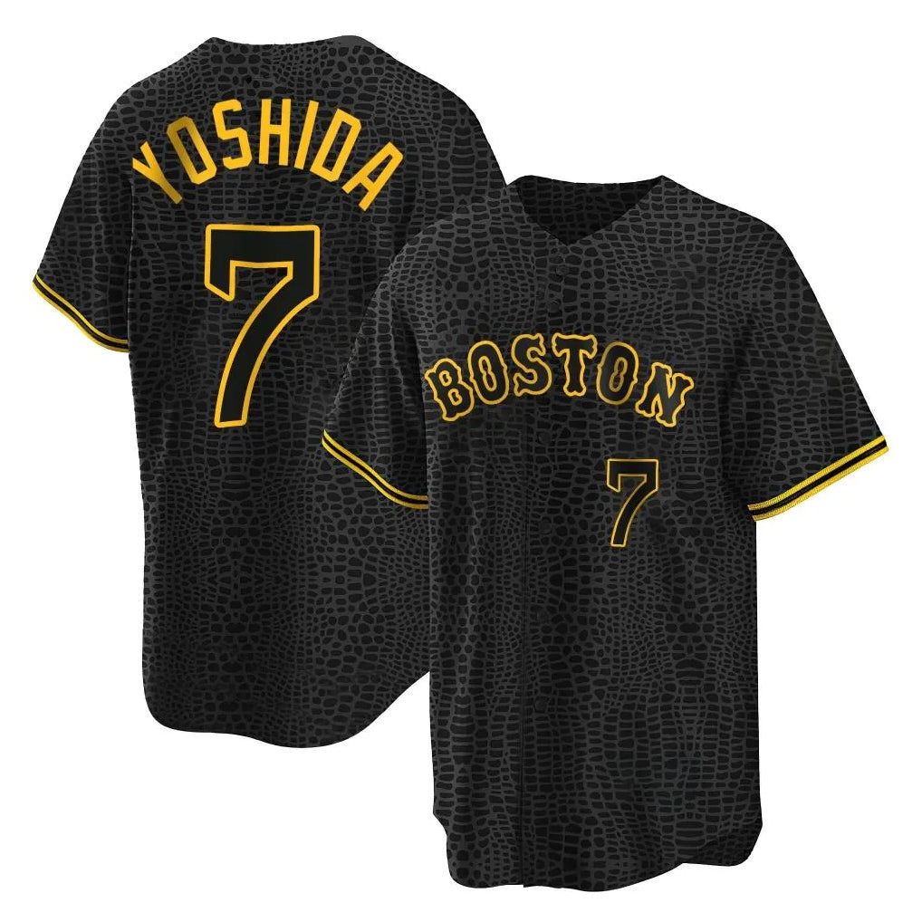 Boston Red Sox #7 Masataka Yoshida Player Black CLOTHIN Snake Skin City Home Game Stitched Jerseys