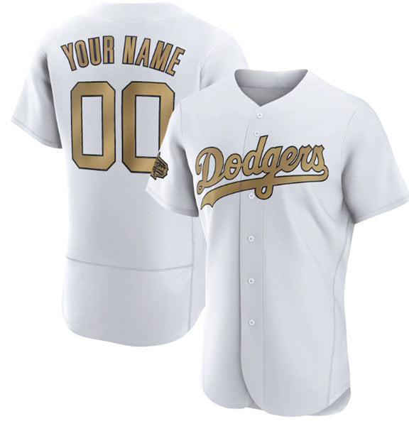 Custom Los Angeles Dodgers Active Player White CLOTHIN 2022 All-Star Flex Base Stitched Jersey