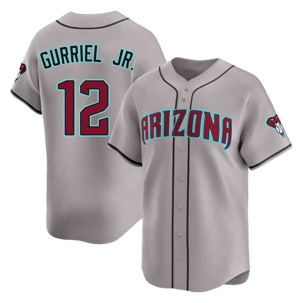 Arizona Diamondbacks #12 Lourdes Gurriel Jr Player Gray CLOTHIN Road Limited Home Game Stitched Jerseys