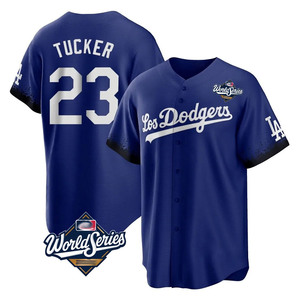 Los Angeles Dodgers #23 Kyle Tucker Player Royal CLOTHIN World Series City Connect Home Game Stitched Jerseys