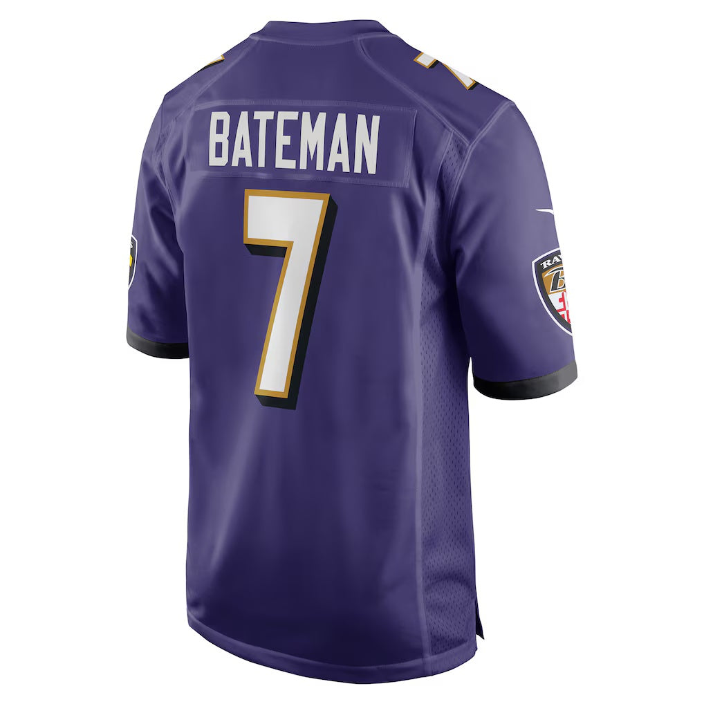 B.Ravens #7 Rashod Bateman Purple CLOTHIN Game Player Jersey