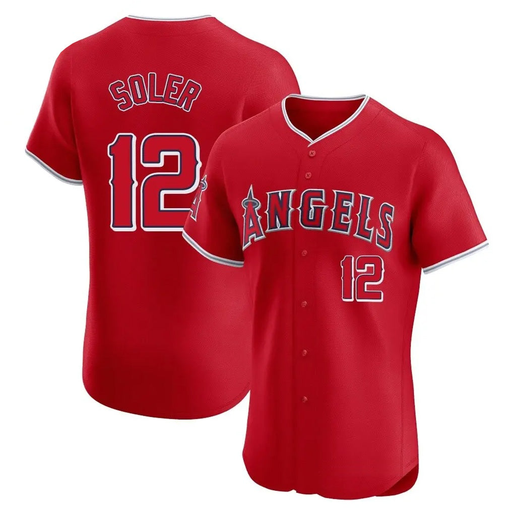 Los Angeles Angels #12 Jorge Soler Player Red CLOTHIN Home Limited Elite Stitched Jerseys