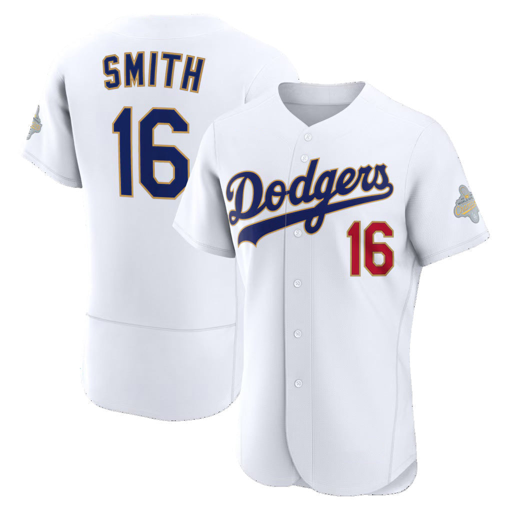 Los Angeles Dodgers #16 Will Smith White CLOTHIN 2026 Gold Collection Authentic Jersey