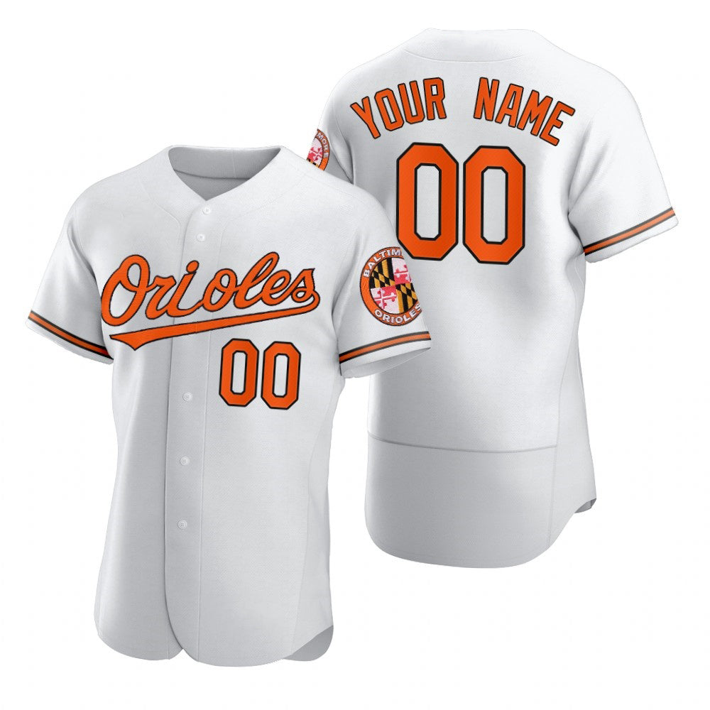 Custom Baltimore Orioles White CLOTHIN 2020 Stitched Flex Base Jersey
