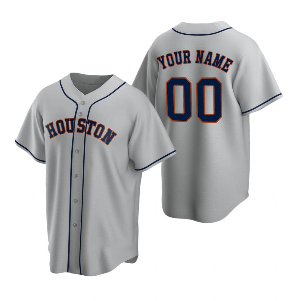 Custom Houston Astros Gray CLOTHIN Stitched Cool Base Road Jersey