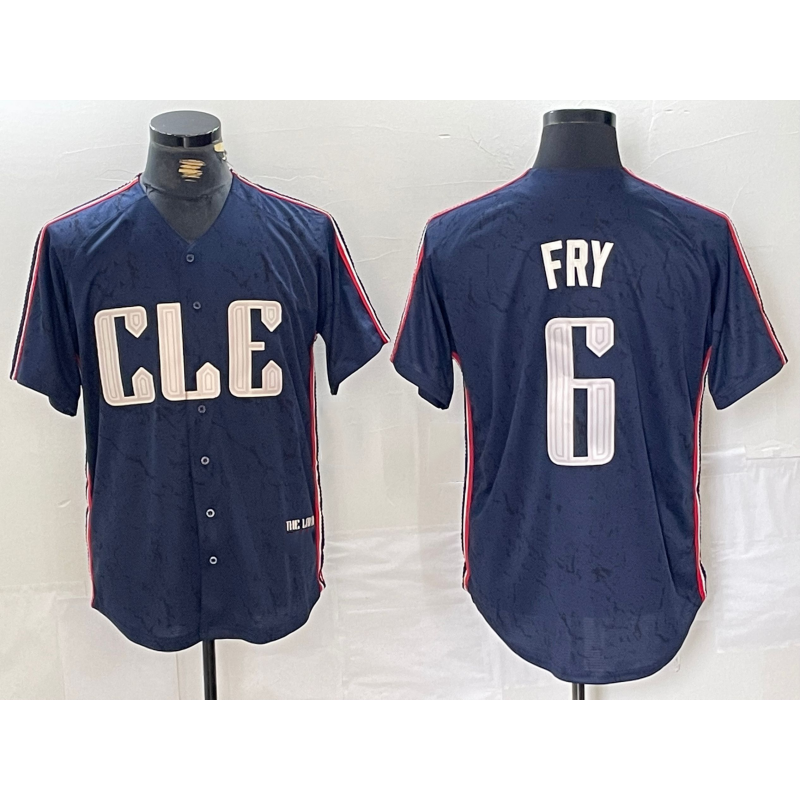 Cleveland Guardians #6 David Fry Navy CLOTHIN 2024 City Connect Limited Stitched Jersey