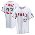 Los Angeles Angels #27 Mike Trout White CLOTHIN USA 250 Fourth of July Home Stadium Jersey