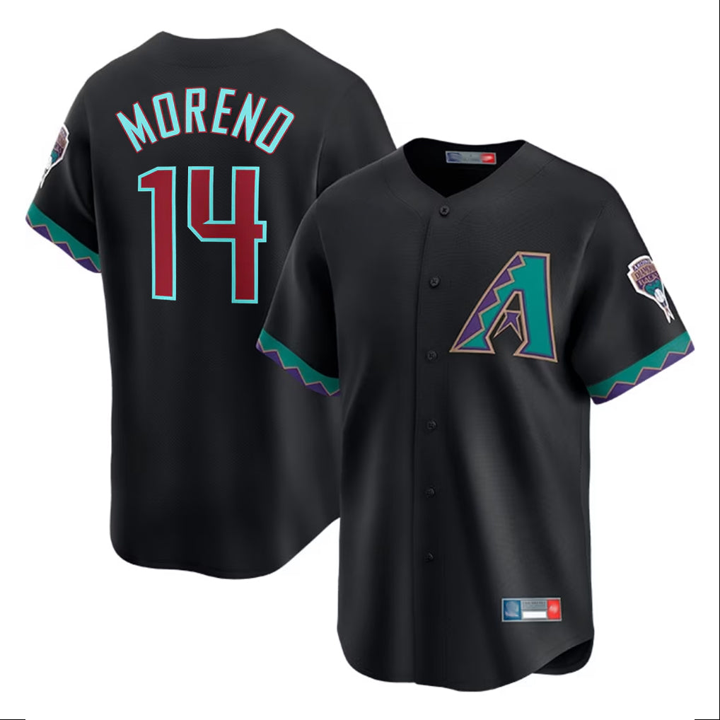 Arizona Diamondbacks #14 Gabriel Moreno Player Black CLOTHIN Fashion Out Home Game Stitched Jerseys