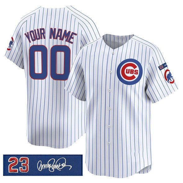 Custom Chicago Cubs Active Player White CLOTHIN 'Ryne Sandberg Tribute' Vapor Limited V3 Stitched Jersey