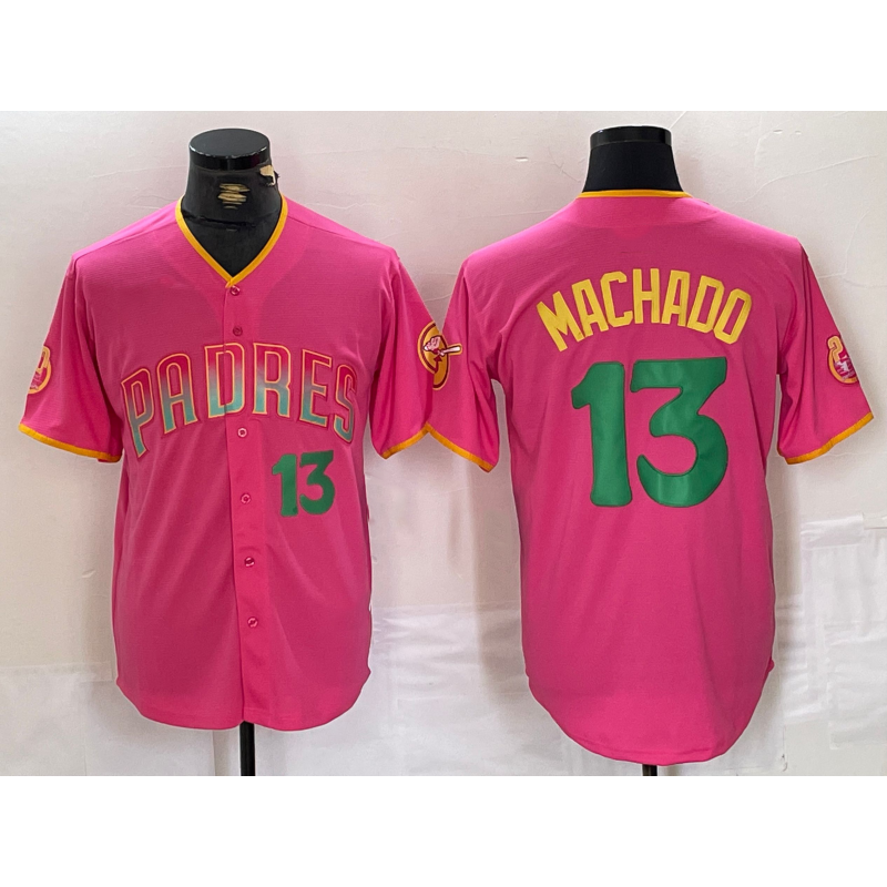 San Diego Padres #13 Manny Machado Pink CLOTHIN Cool Base Stitched Jerseys