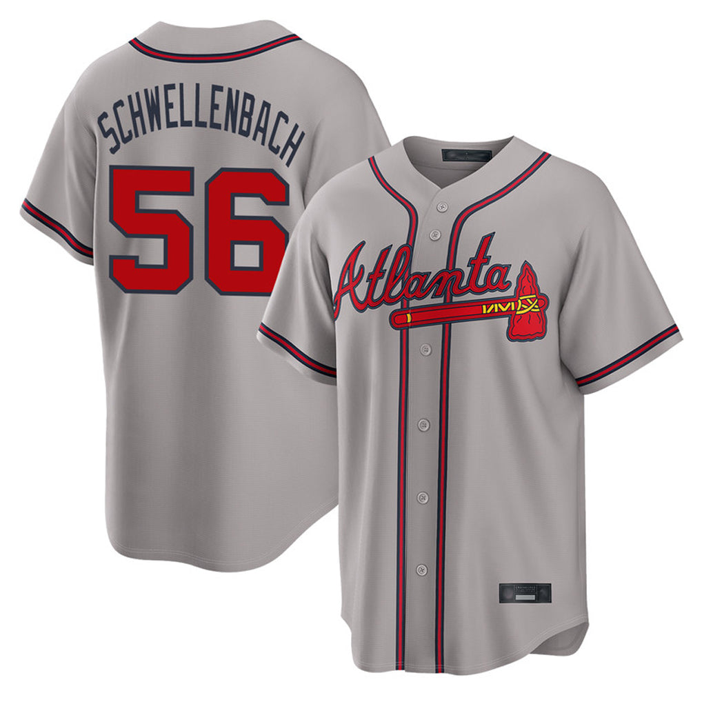 Atlanta Braves #56 Spencer Schwellenbach Player Gray CLOTHIN Home Game Stitched Jerseys