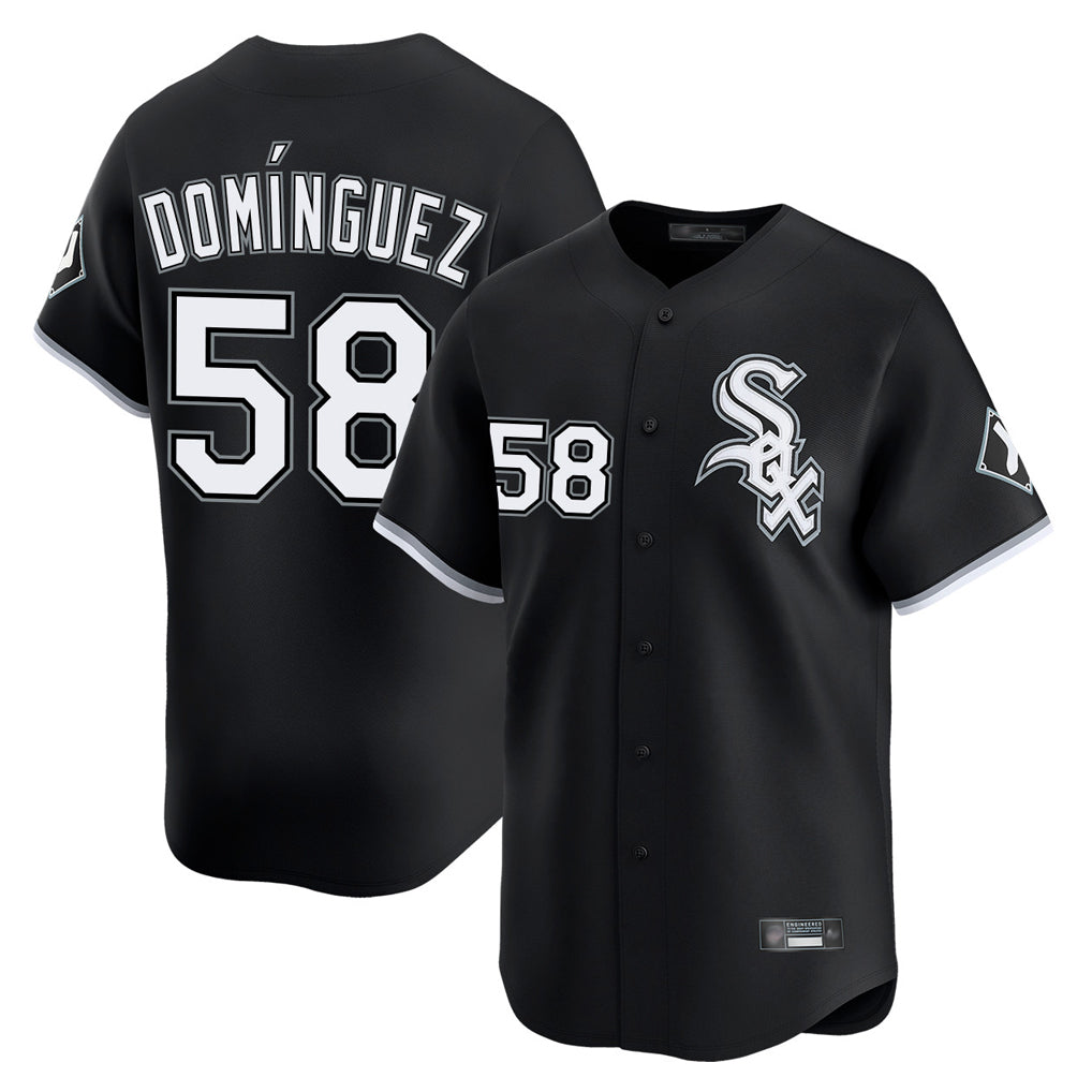 Chicago White Sox #58 Seranthony Dominguez Player Black CLOTHIN Limited Home Stitched Jerseys
