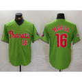 Philadelphia Phillies #16 Brandon Marsh Number Green CLOTHIN With Patch Stitched Cool Base Jersey