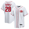 Cincinnati Reds #28 Eugenio Su¨¢rez Player White CLOTHIN Game Home Stitched Jerseys